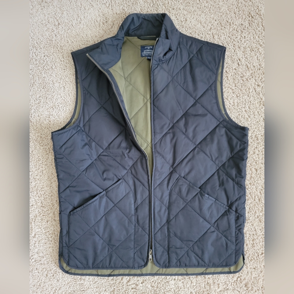 J. Crew Quilted Black and Olive Vest